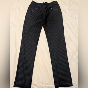 SPANNER Women's Black Pinstripe Dress Pants